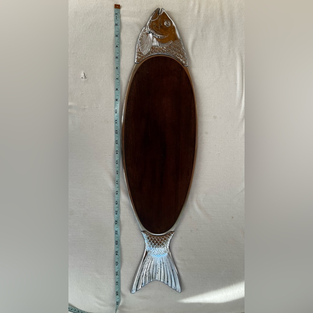 VTG. MCM Salmon Fish Wood 2-Piece Metal Serving Platter Tray 28 inch Germany WMF - Picture 5 of 16